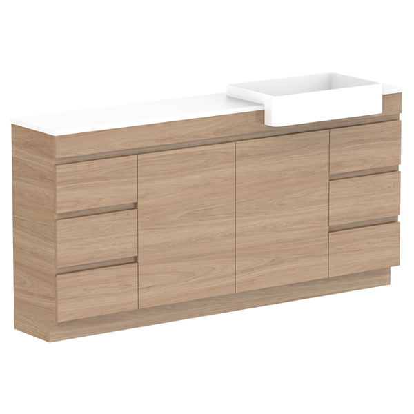 ADP Glacier Semi Recessed Door & Drawer Trio Benchtop 1800 Right Bowl | The Blue Space