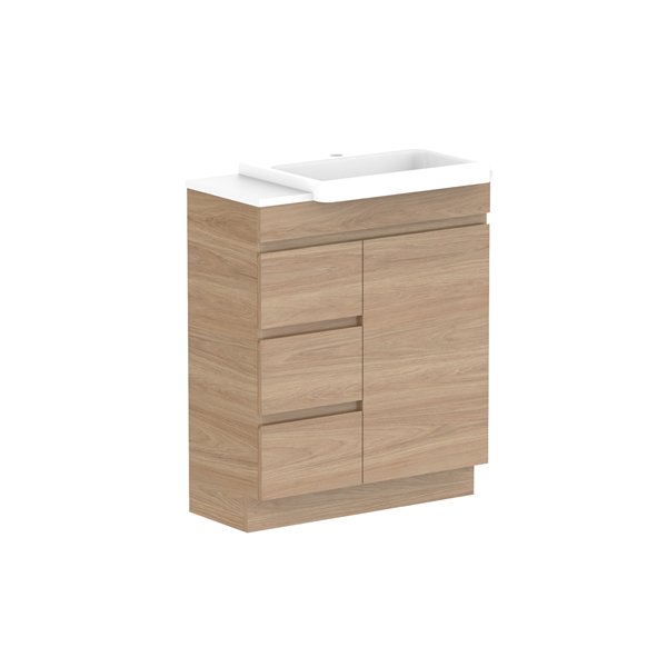 ADP Glacier Semi Recessed Door & Drawer Trio Benchtop 750 Right Bowl | The Blue Space