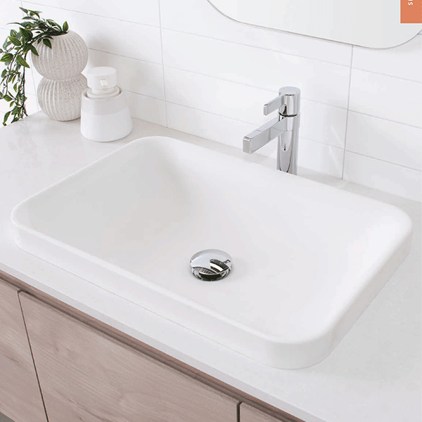 ADP Pride 545 x 365 Solid Surface Semi-Inset Basin White