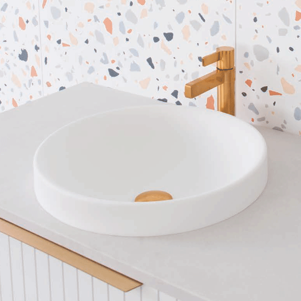 ADP Respect 400 x 400 Semi Inset Solid Surface Basin White