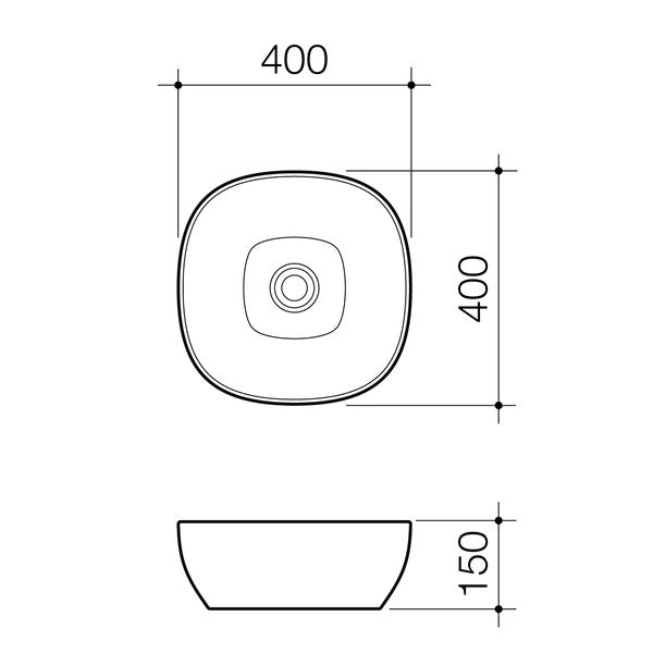 Caroma Artisan Above Counter Basin- Curved Square 400mm by Caroma - The Blue Space