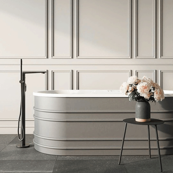 BelBagno Bucciano 1675mm Freestanding Bath Stone Grey