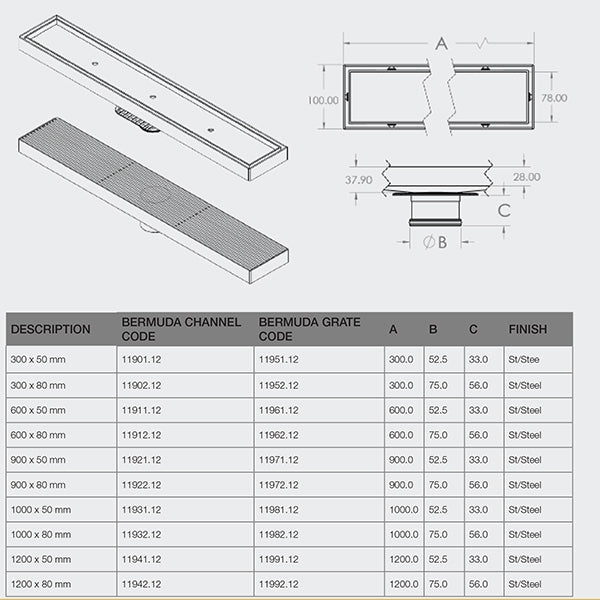 ART Australia Bermuda Tile Insert Channels 80mm