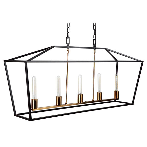 Café Lighting Le Mans Long ES 5 Light Pendant Black
