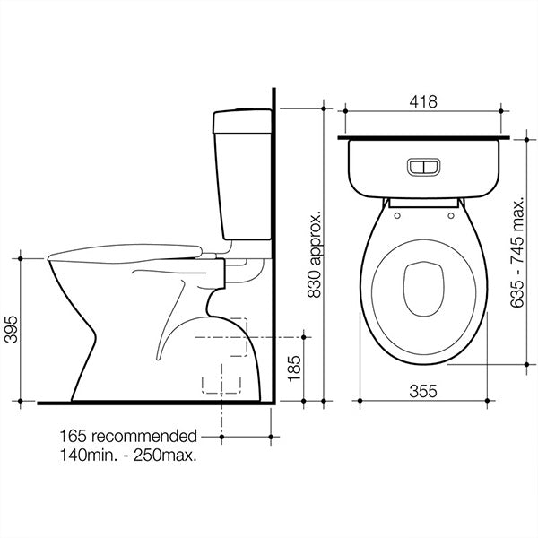Caroma Aire Concorde Connector Toilet Suite
