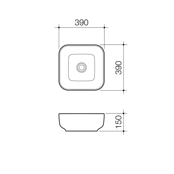 Caroma Artisan Above Counter Basin Square 390mm