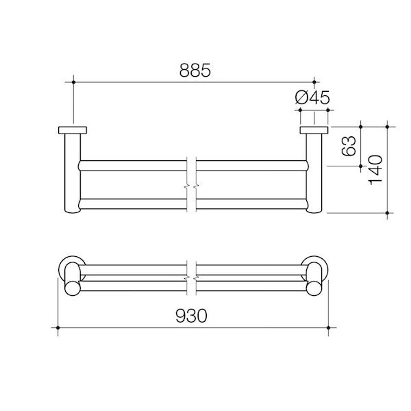 Caroma Cosmo Metal Double Towel Rail