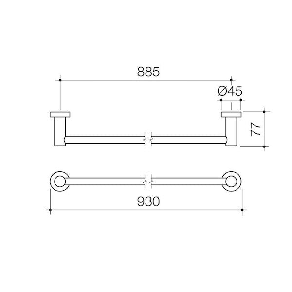 Caroma Cosmo Metal Single Towel Rail