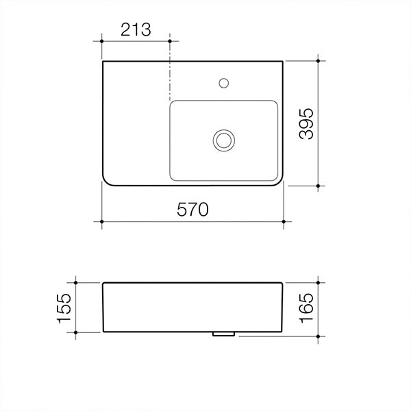 Caroma Cube Extension Wall Basin 570mm