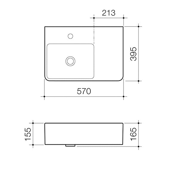 Caroma Cube Extension Wall Basin 570mm
