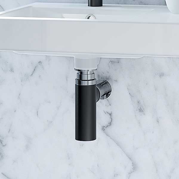 Caroma 40mm Bottle Trap - Matte Black/Chrome