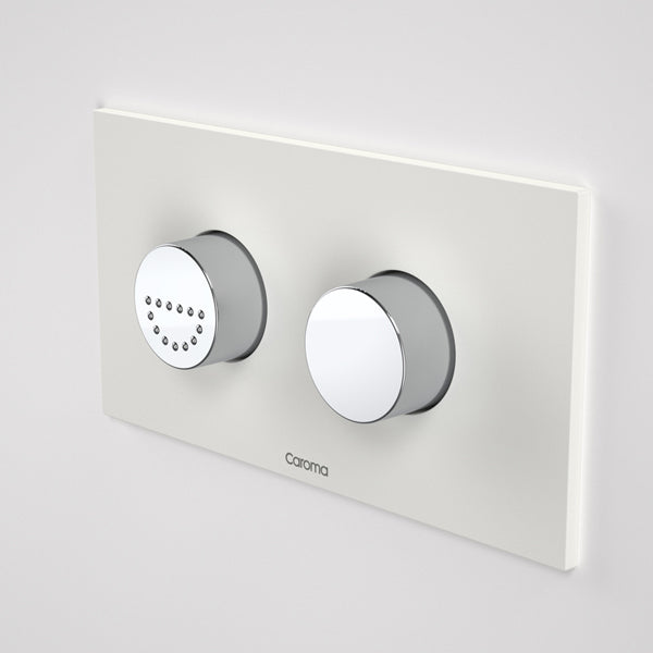 Caroma Invisi Series II Round Dual Flush Plate & Raised Care Buttons - Morning Glow