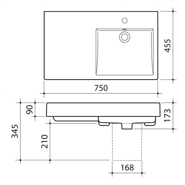 Caroma Liano Nexus 750mm LHS Shelf Wall Basin