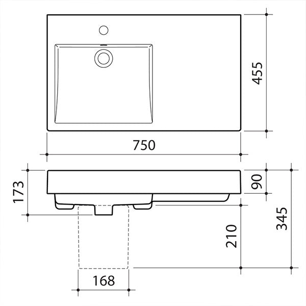 Caroma Liano Nexus 750mm RHS Shelf Wall Basin