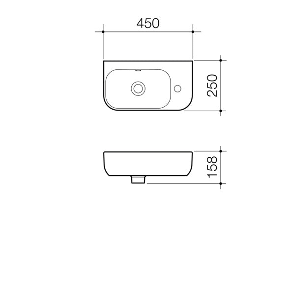 Caroma Luna Hand Wall Basin 450mm