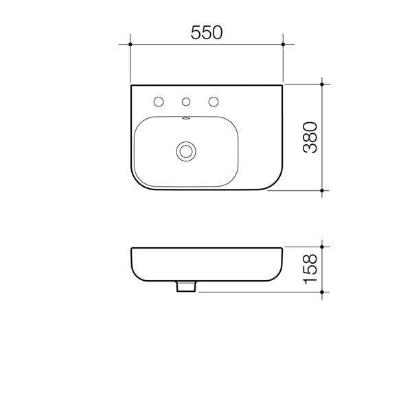 Caroma Luna Shelf Wall Basin 550mm