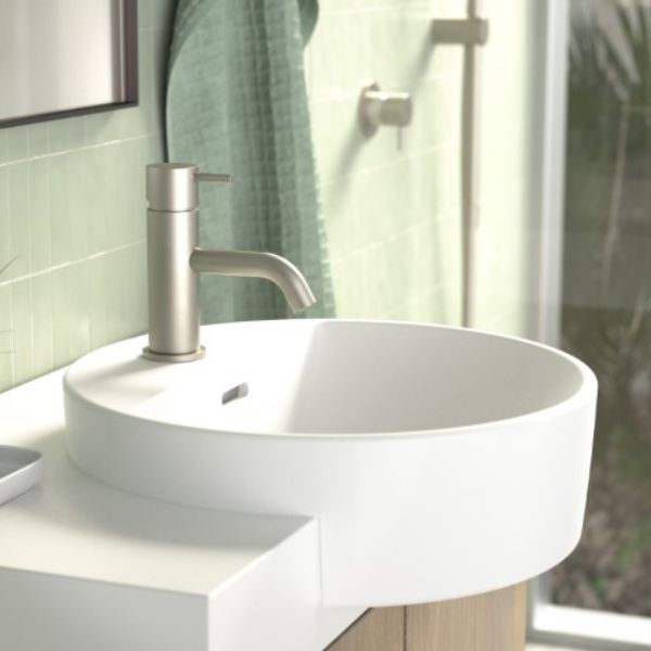 Clark Round Pin Lead Free Basin Mixer - Brushed Nickel