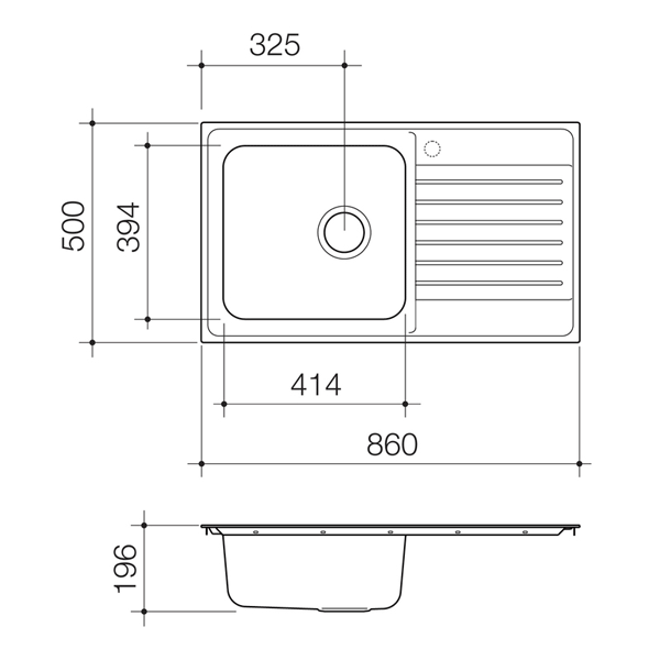 Clark Horizon Single End Bowl Kitchen Sink