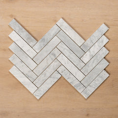 Cottesloe Carrara White Herringbone Honed Marble Mosaic Tile 35x150mm