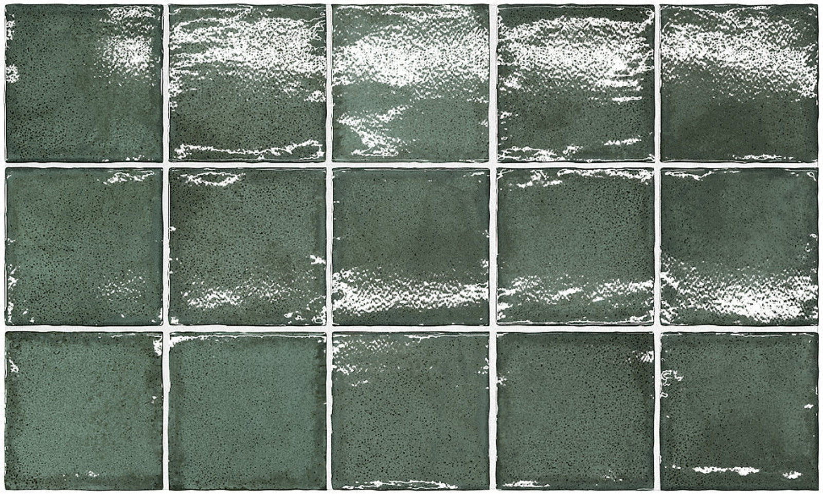 Looks Dark Green Dianna Zellige Tile 100 x 100 x 9mm Spanish Ceramic  - The Blue Space