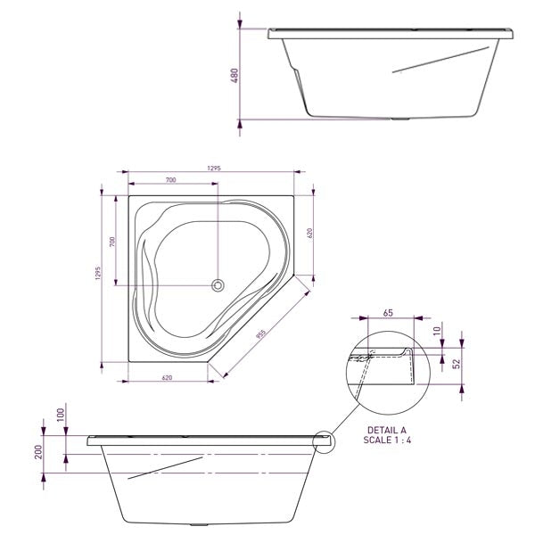 Decina Angelique Contour Spa Bath