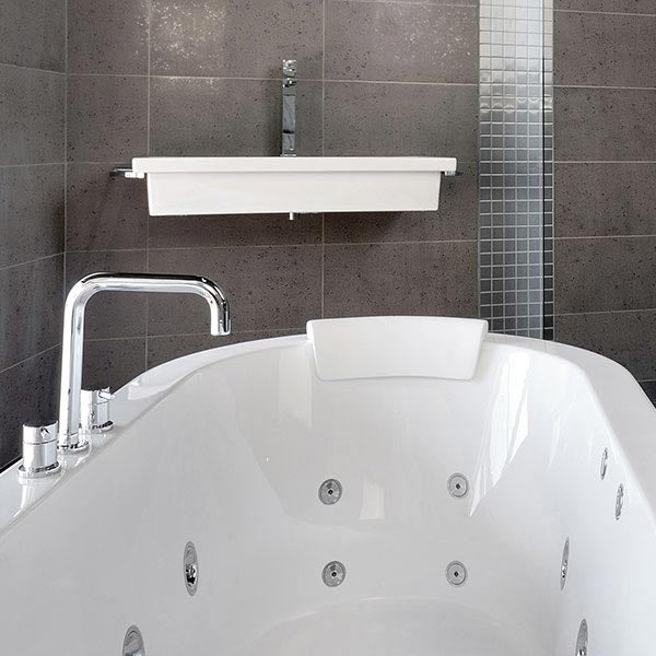 Decina Mintori Contour Freestanding Spa Bath with jets and headrest in bathroom - The Blue Space