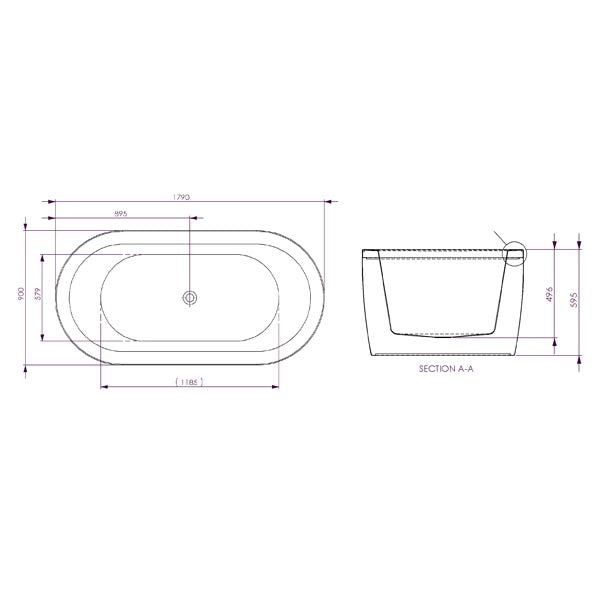Decina Mintori Contour Freestanding Spa Bath 1790mm