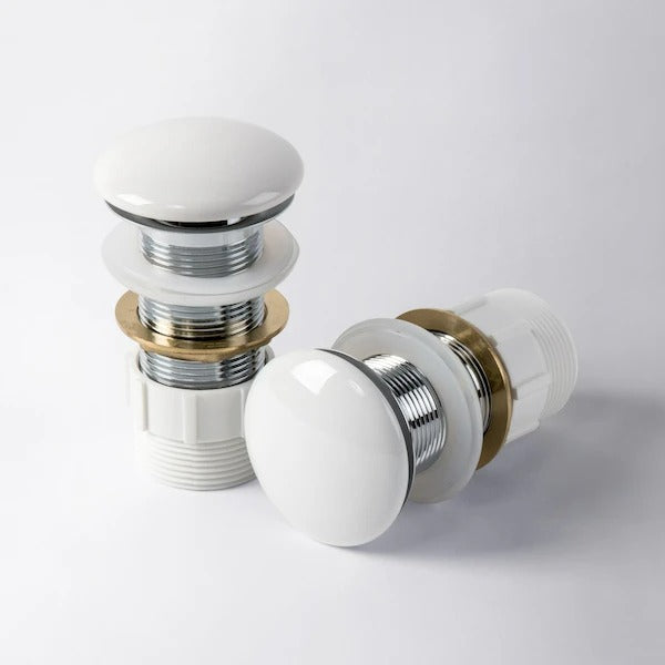 Eight Quarters Gloss White Ceramic Pop Up Waste