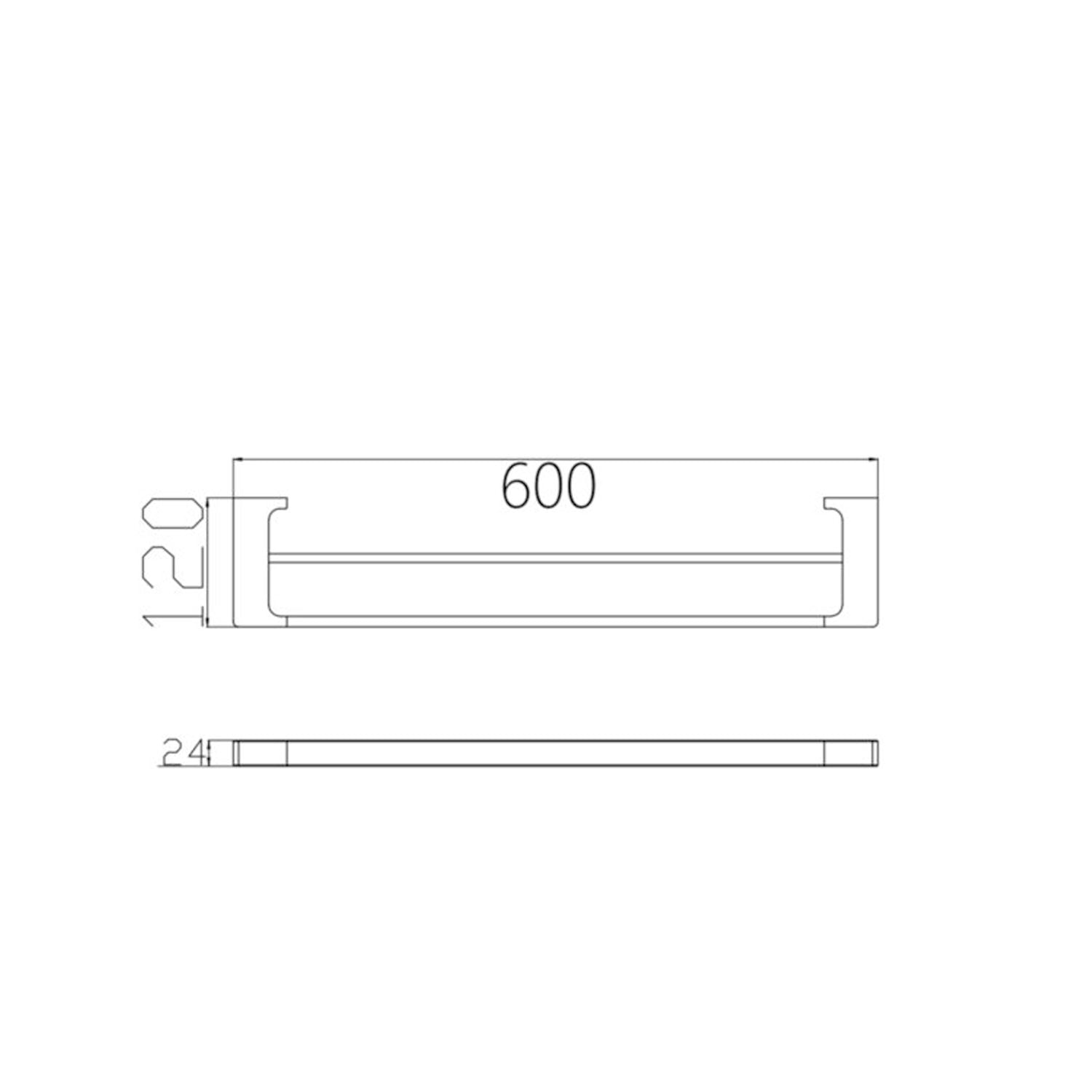 Technical Drawing: Nero Pearl/Vitra Double Towel Rail Matte Black 600mm