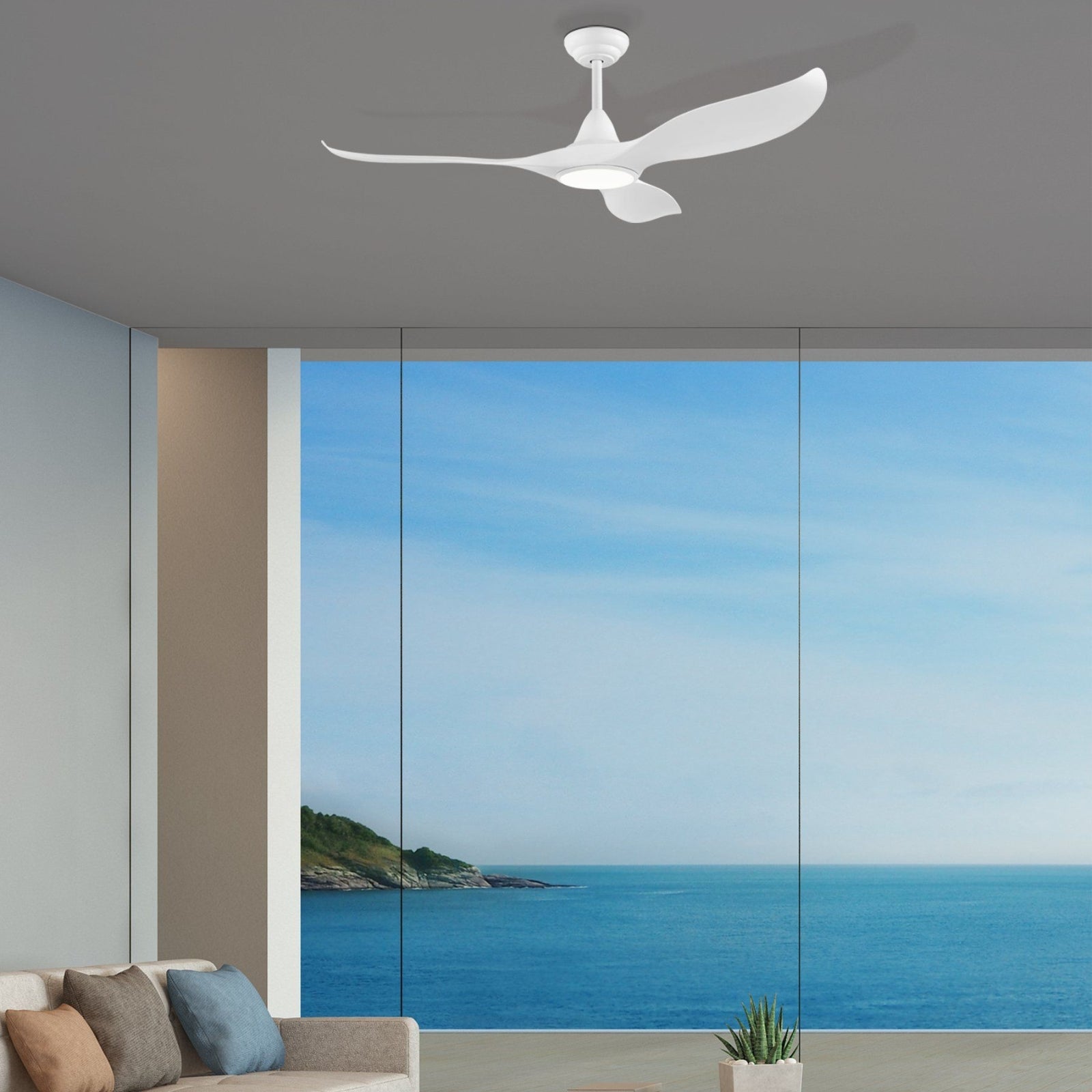 LIfestyle Eglo Noosa 52in 132cm DC Ceiling  Fan with 18W LED CCT Light - White 202971 - The Blue Space