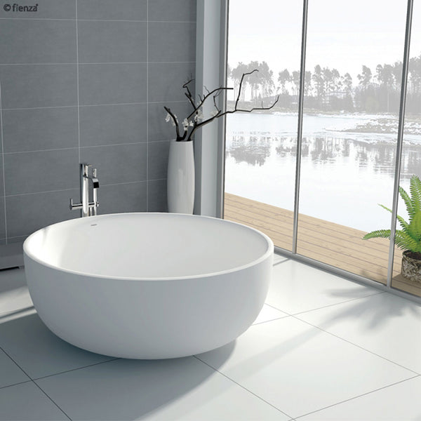 Fienza Shinto Matte White Stone Freestanding Bath 1350mm