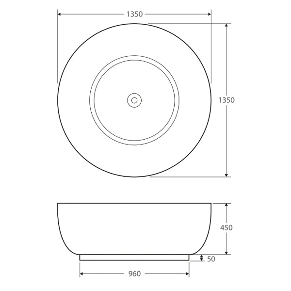 Fienza Shinto Matte White Stone Freestanding Bath 1350mm