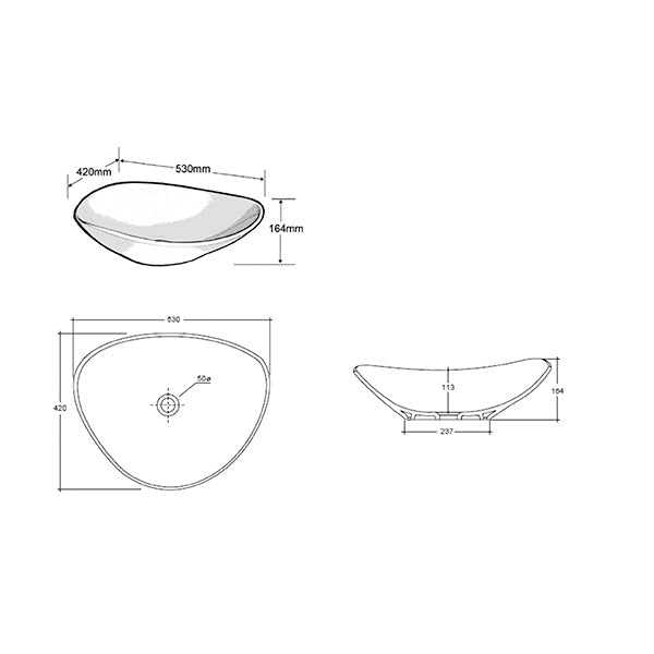 ADP Fiore 530 x 420 Above Counter Basin White