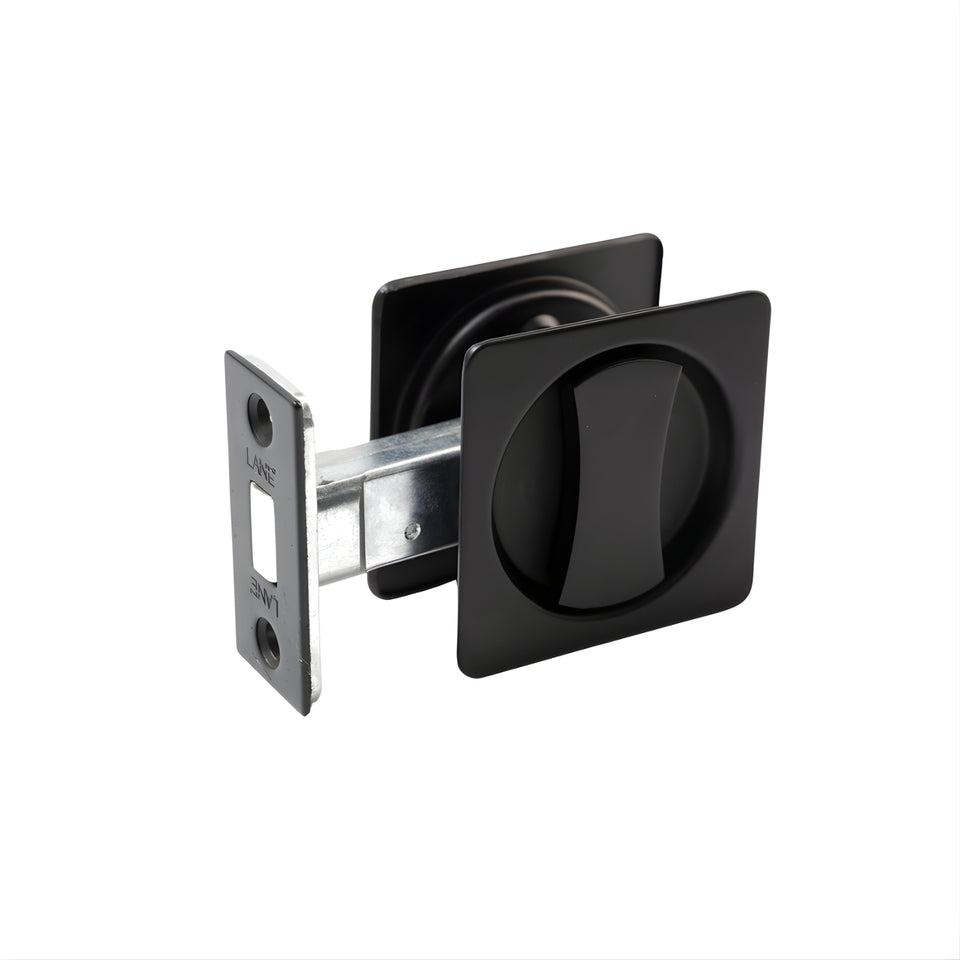 Lane Cavity Slider Door Handle Privacy Door Handle Set Square Rosette Matte Black