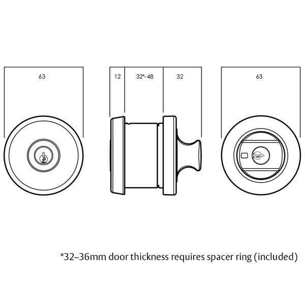 Lockwood 005 Double Cylinder Round Deadbolt Chrome Plate