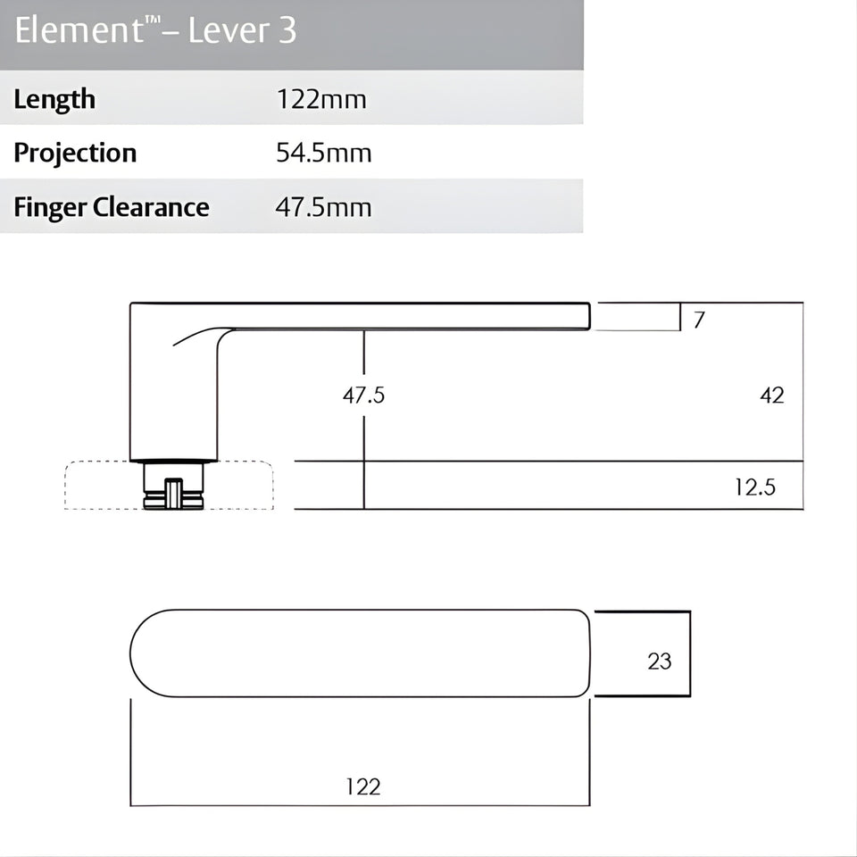 Lockwood Element L3 Velocity Dummy Lever Large Round Rose Brushed Satin Chrome