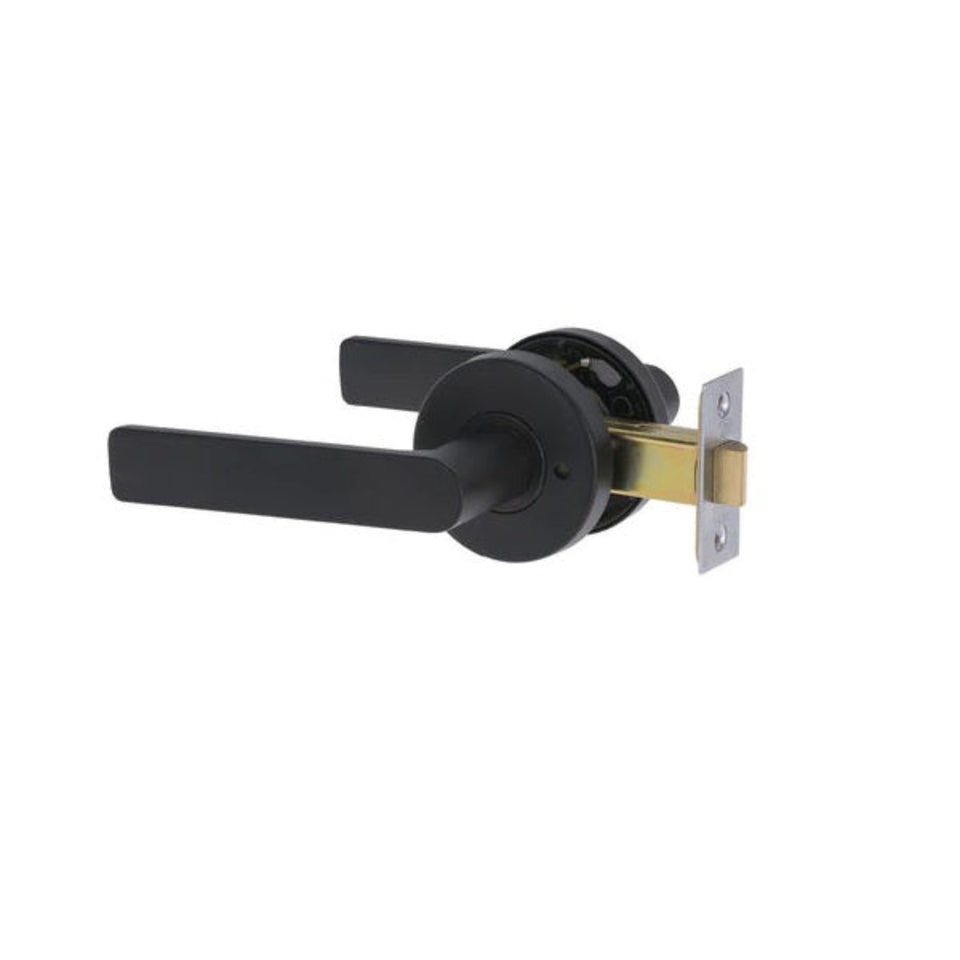 Lockwood Element L3 Velocity Privacy Lever Door Handle Set Large Round Rose Matte Black
