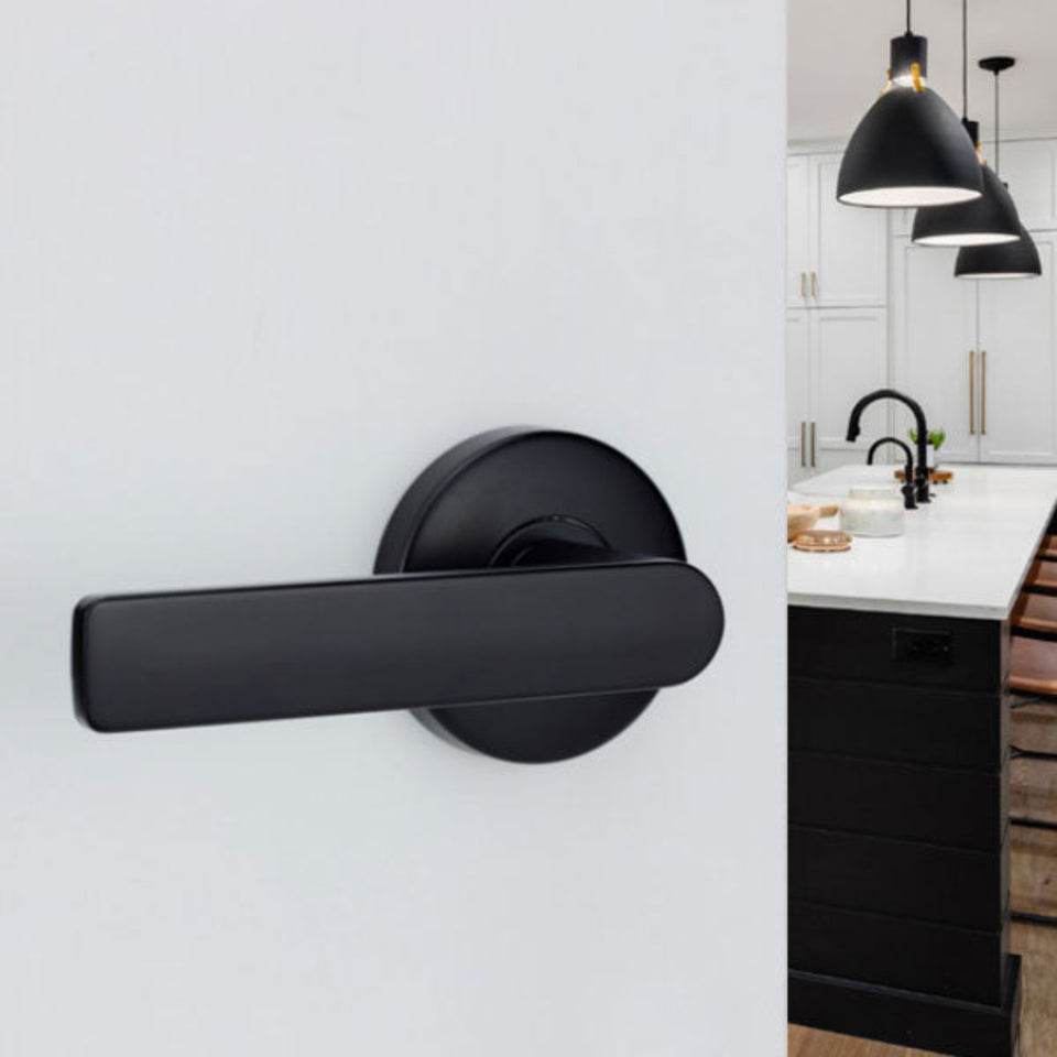 Lockwood Element L3 Velocity Privacy Lever Door Handle Set Large Round Rose Matte Black
