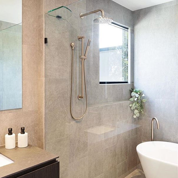 Meir Round Shower on Rail - Champagne