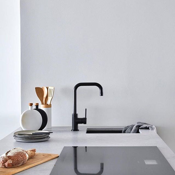 Meir Round Squareline Kitchen Sink Mixer - Matte Black