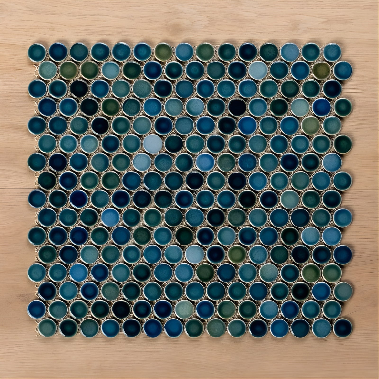 Faces Mooloolaba Gloss Marine Porcelain Penny Round Mosaic Tile 20x20mm ORB073 - The Blue Space