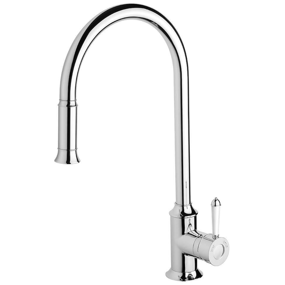 Phoenix Nostalgia Pull Out Sink Mixer-Chrome/White - the blue space