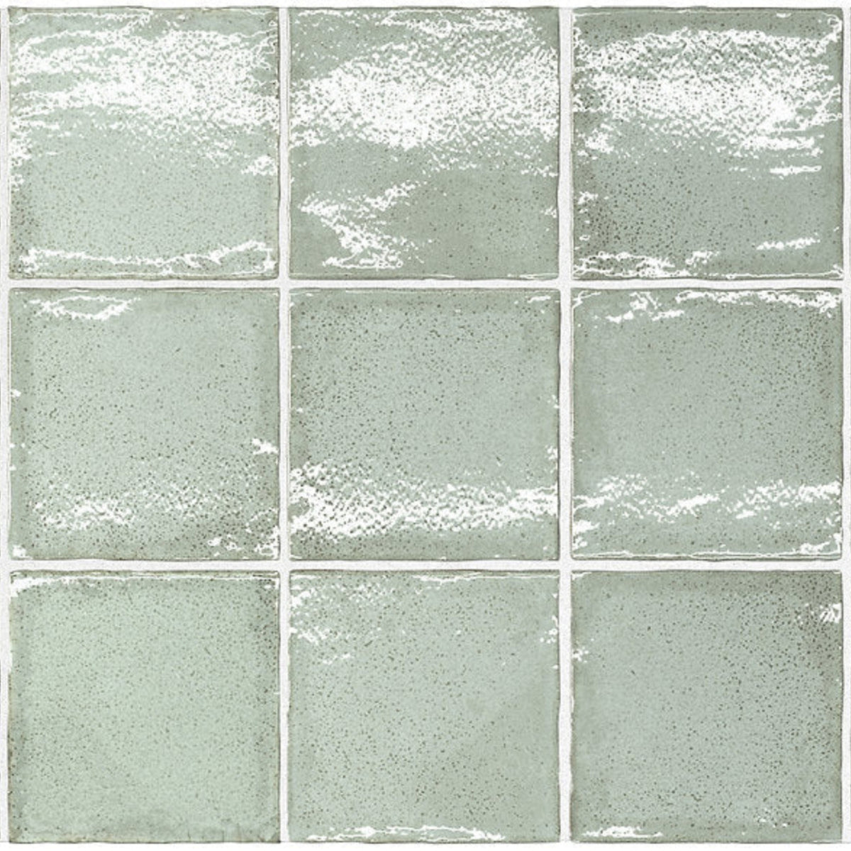 Looks Pale Green Dianna Zellige Tile 100 x 100 x 9mm Spanish Ceramic  - The Blue Space