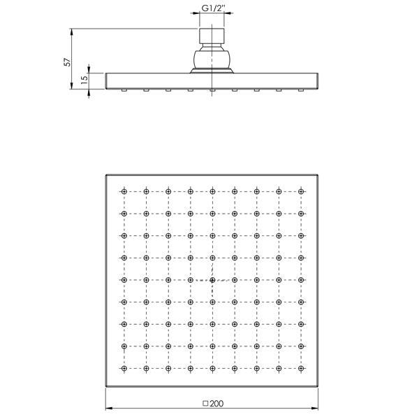 Phoenix Lexi Shower Rose Only 200mm Square - Brushed Nickel