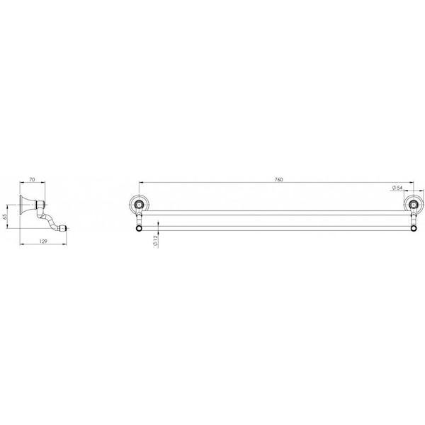 Phoenix Nostalgia Double Towel Rail 760mm