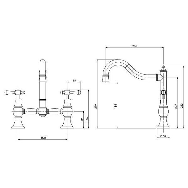 Phoenix Nostalgia Exposed Sink Set Brushed Nickel
