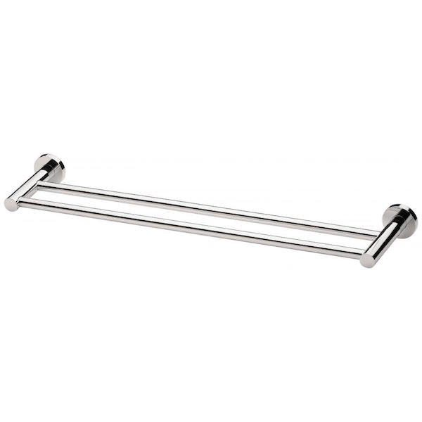 Phoenix Radii Double Towel Rail Round Plate - Chrome - The Blue Space