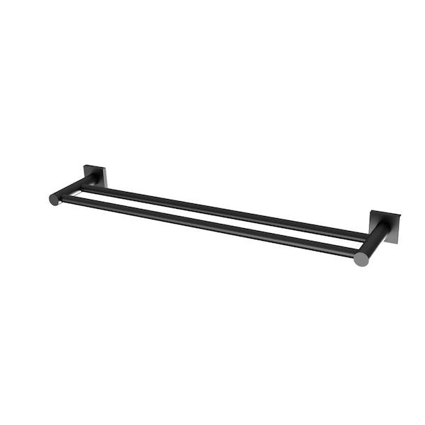 Phoenix Radii Double Towel Rail Square Plate - Matte Black - The Blue Space