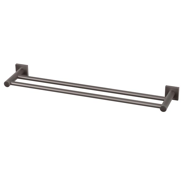 Phoenix Radii Double Towel Rail Square Plate - Gun Metal