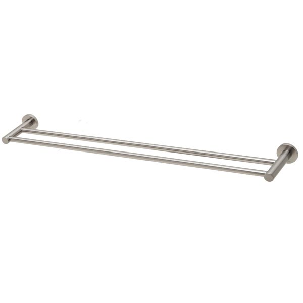 Phoenix Radii Double Towel Rail Round Plate-Brushed Nickel - The Blue Space